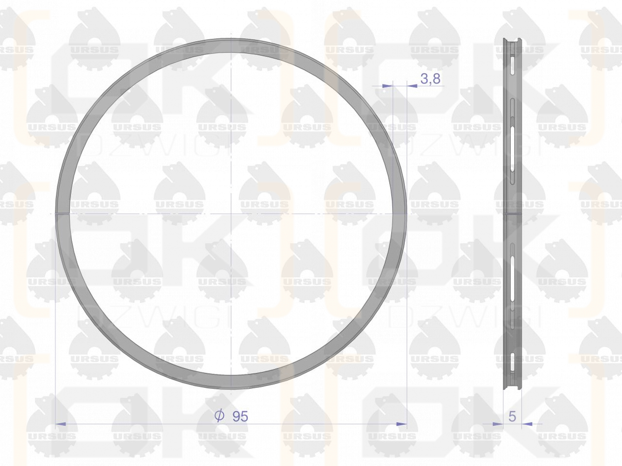 Pierścień tłokowy olejowy 50732850 973285 95x5 ( sprzedawane po 10 ) C-360 ORYGINAŁ URSUS