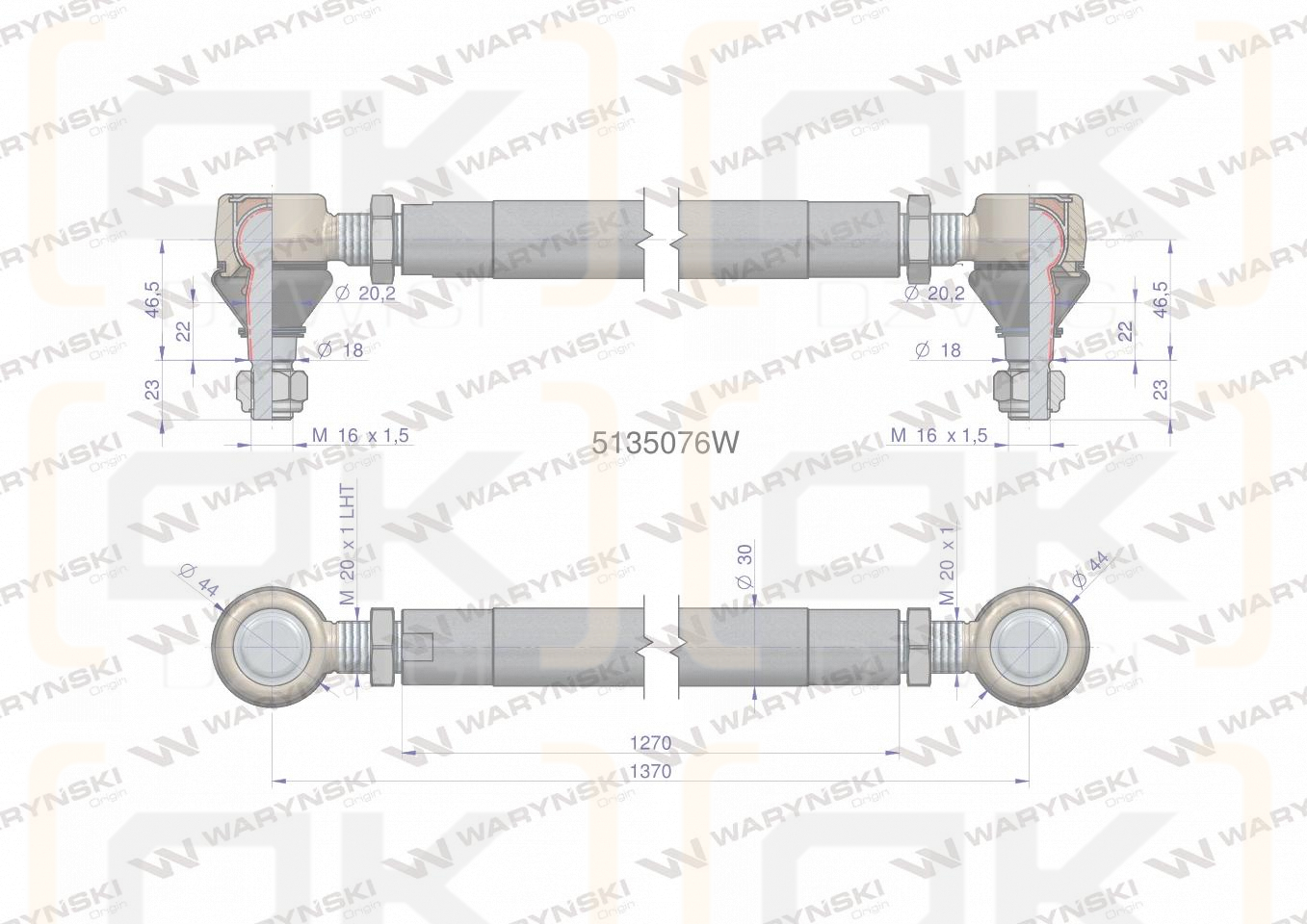 Drążek kierowniczy 1370mm 5135076 WARYŃSKI