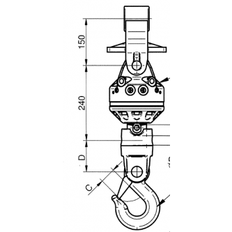 Hak pod rotator Kinshofer KM460 04 for KM 04 S 4500 shaft 62mm/d25 – C57mm