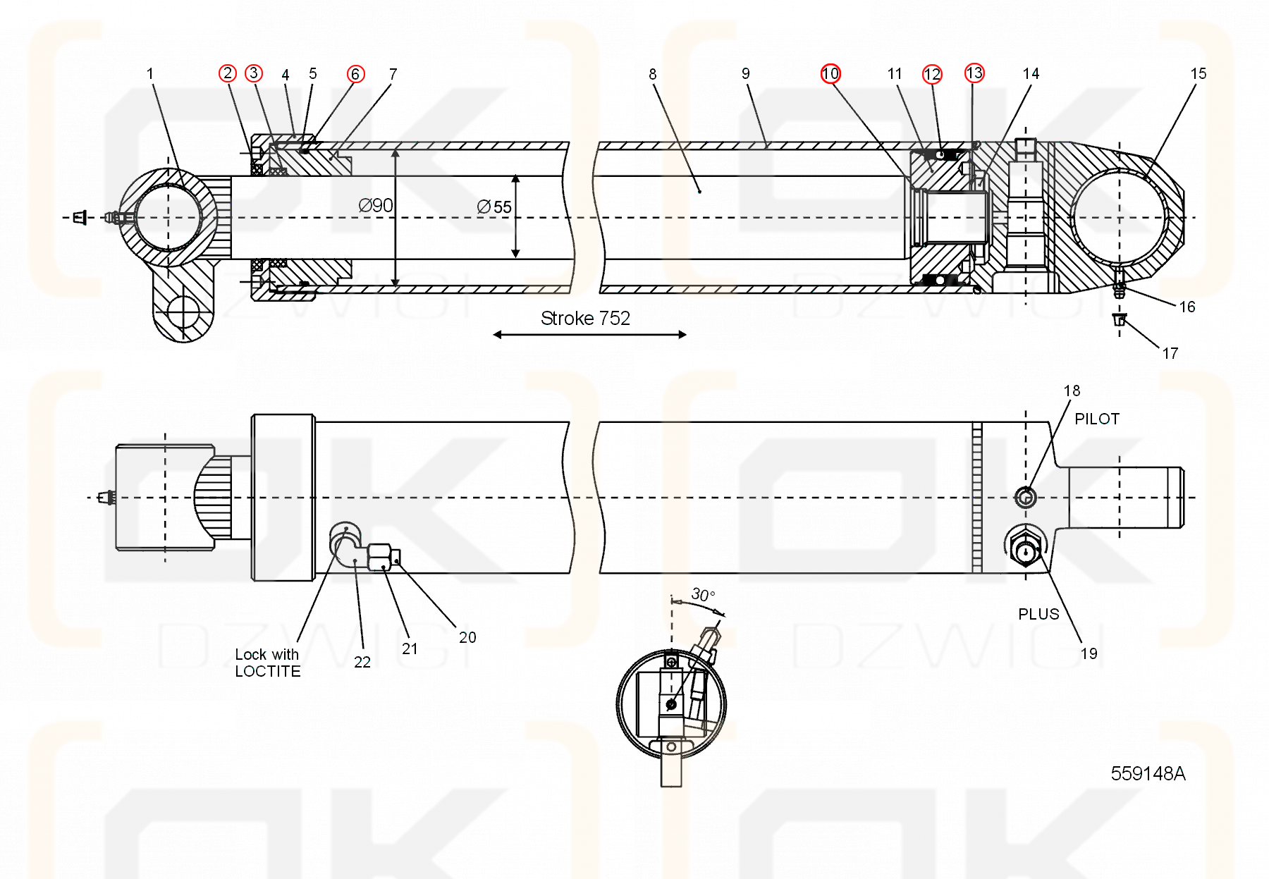 Zestaw uszczelnień siłownika Hiab