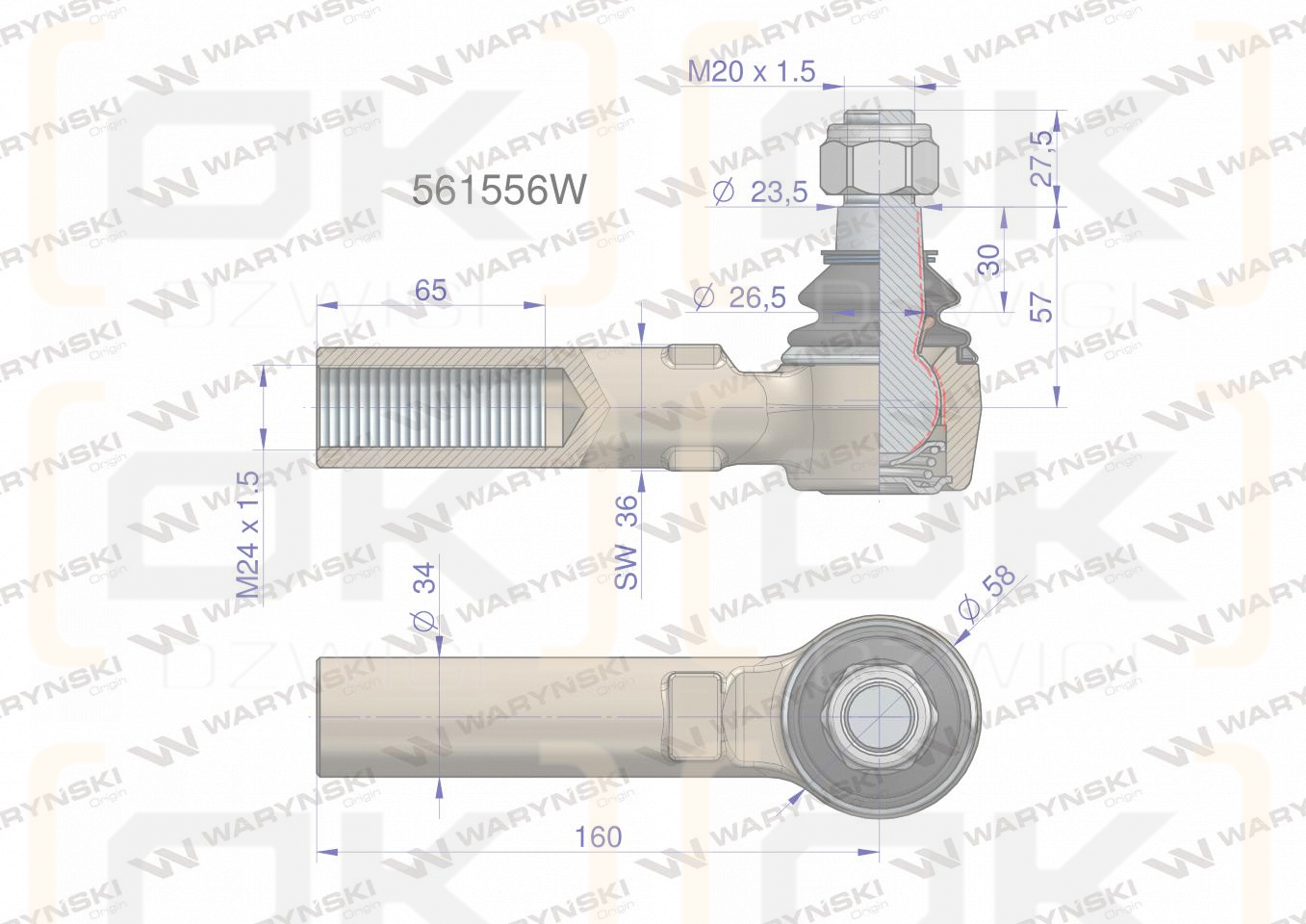 Przegub układu kierowniczego Manitou  561556 Waryński