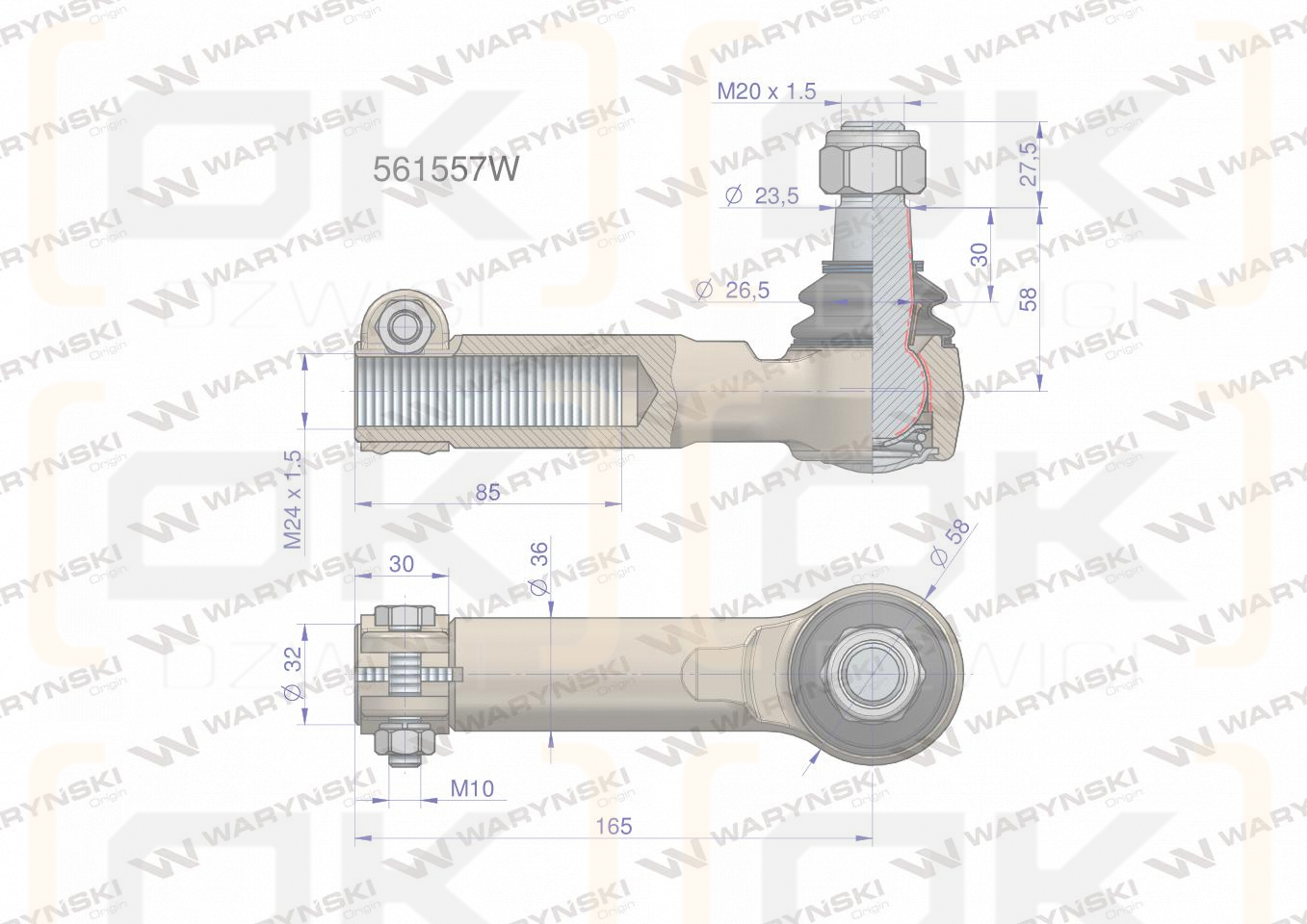 Przegub kierowniczy M24x1.5 561557 WARYŃSKI