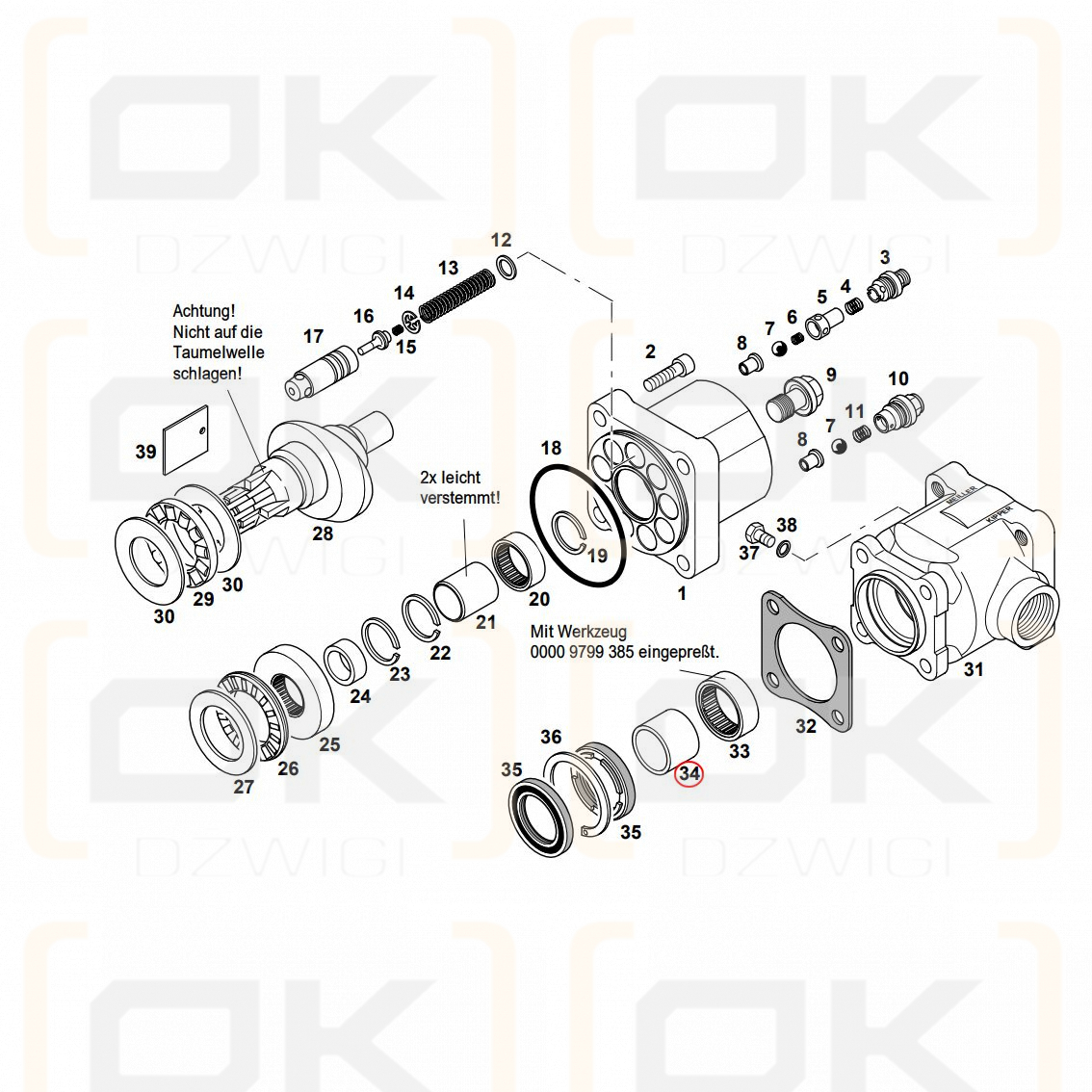 Tuleja łożyska Ir pompy Meiller 45x50x42,5