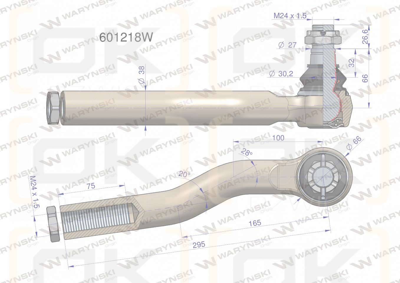 Przegub układu kierowniczego Manitou  601218 Waryński