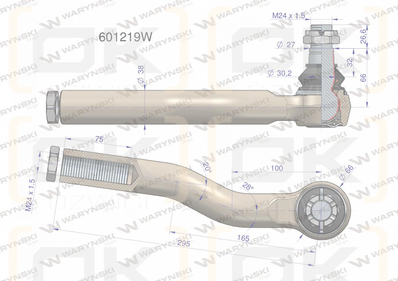 Przegub układu kierowniczego Manitou  601219 Waryński