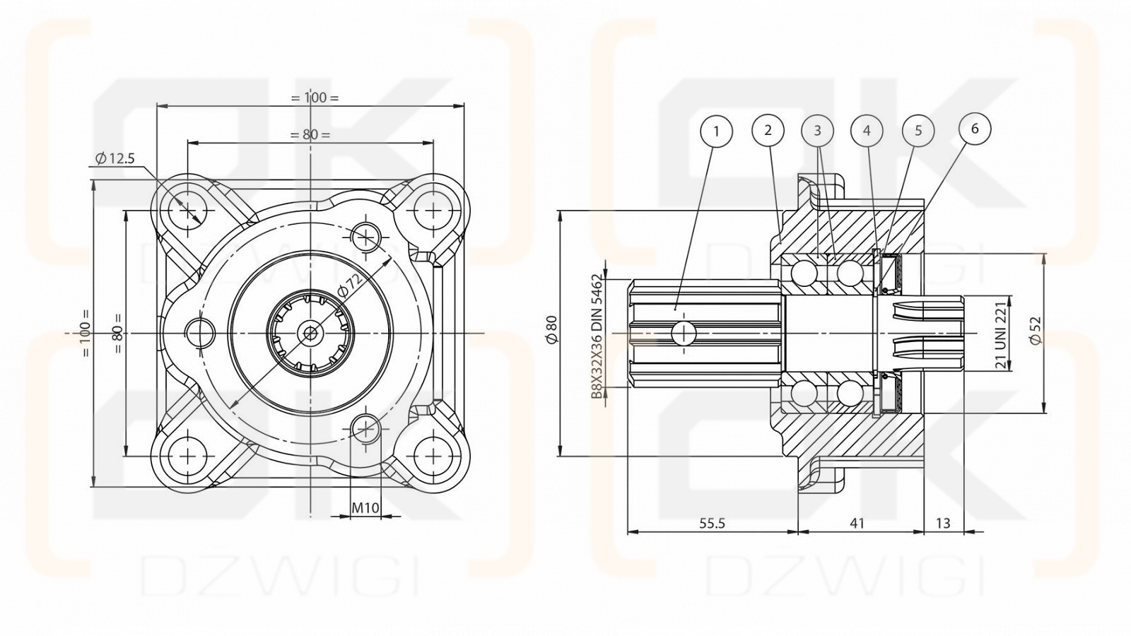 Адаптер для вспомогательного привода, DIN 5480