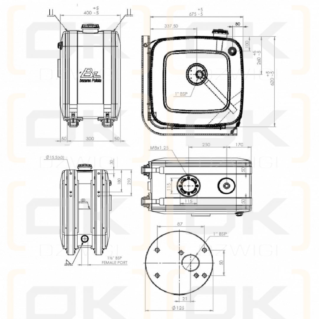 Bezares 150L aluminum hydraulic oil tank
