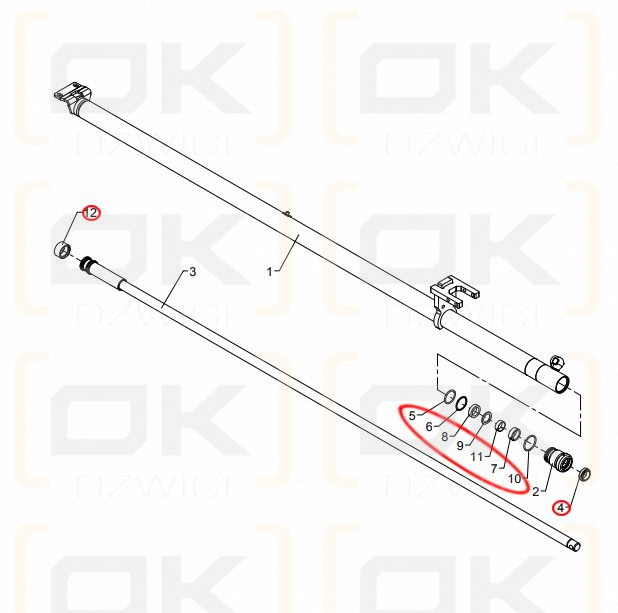 C40 HMF Stützzylinder Dichtungssatz (horizontal)/(ausziehbar)