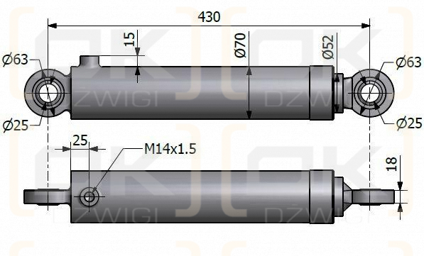 Cylinder hydrauliczny, siłownik pomocniczy jedno wejście Zetor SMN.50.250 70118033 Kraj