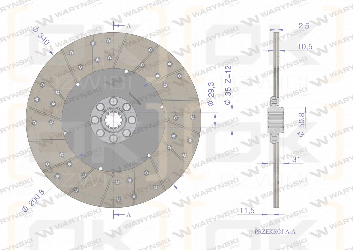 Clutch disc Belarus Mtz Pronar 701601130 WARYŃSKI