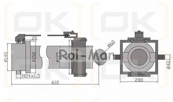 Cylinder hydrauliczny, siłownik CT-S158-75/3/1320 D-47/D-50 Przyczepa