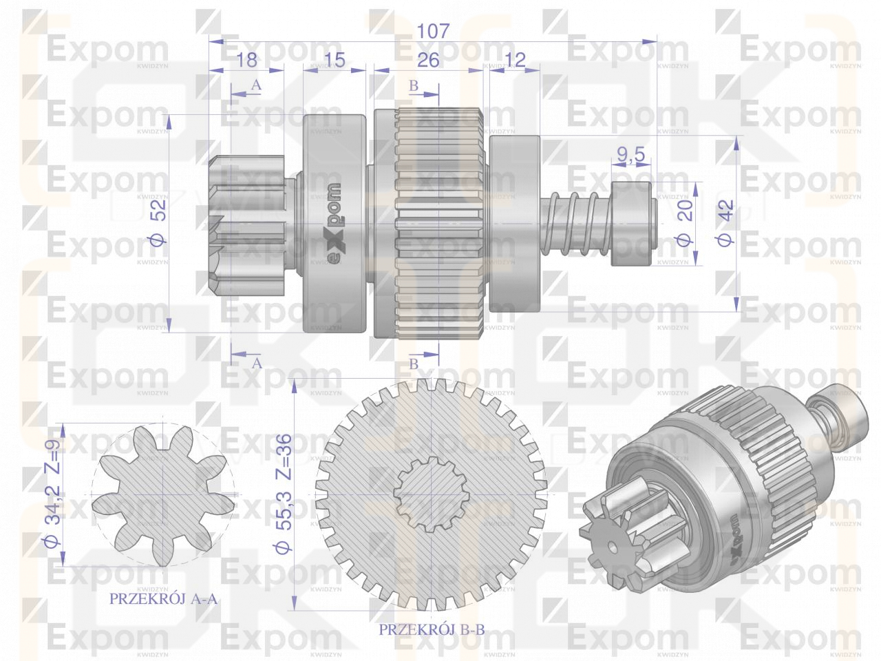 Zespół sprzęgający rozrusznika CASE typu Magneton 9142805 Blue Line EXPOM KWIDZYN