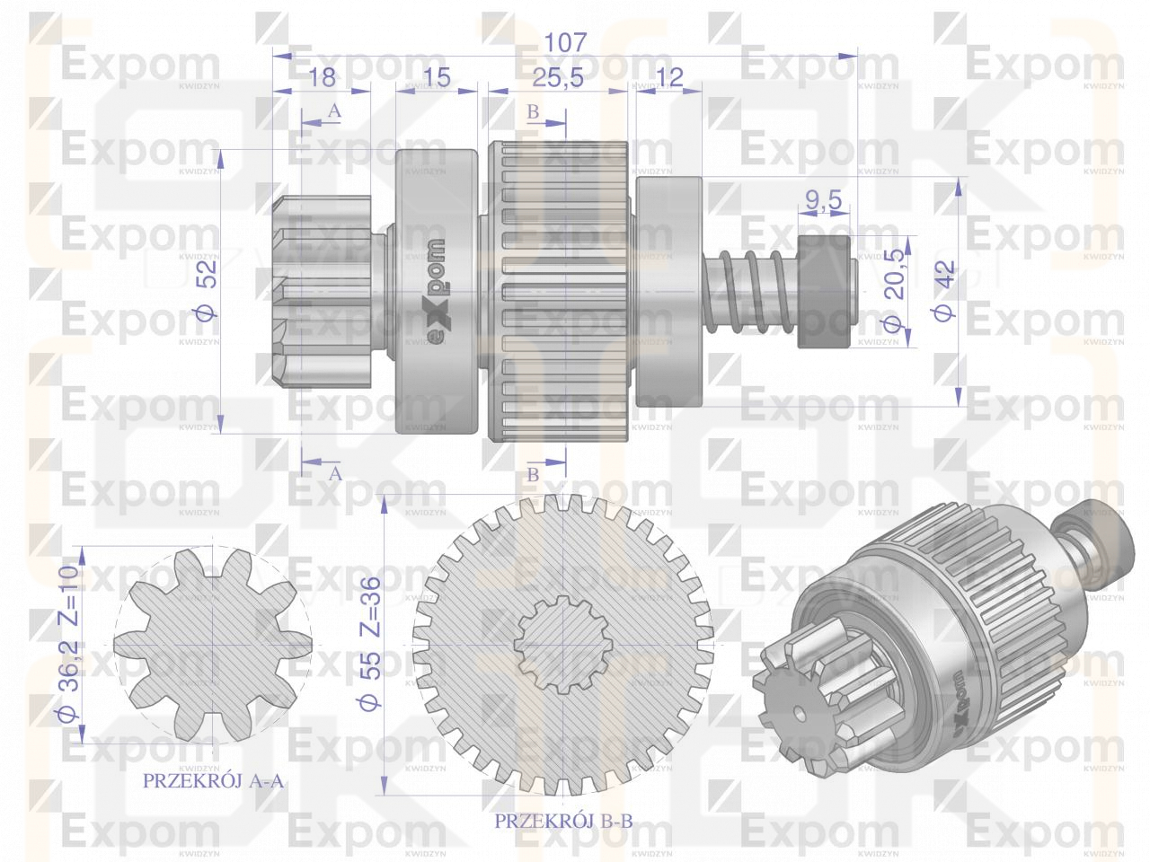Zespół sprzęgający rozrusznika CASE MF typu Magneton 9142748 Blue Line EXPOM KWIDZYN