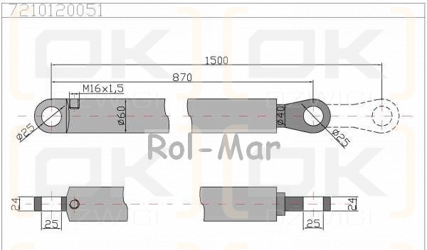 Cylinder hydrauliczny jednostronnego działania CN2F-40/630Z+U Tur 1,2 Kraj