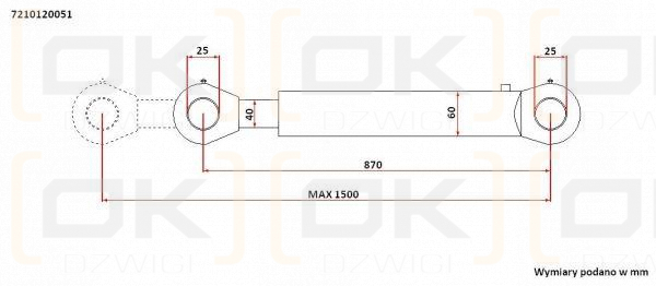 Cylinder hydrauliczny jednostronnego działania CN2F-40/630Z+U Tur 1,2 Kraj