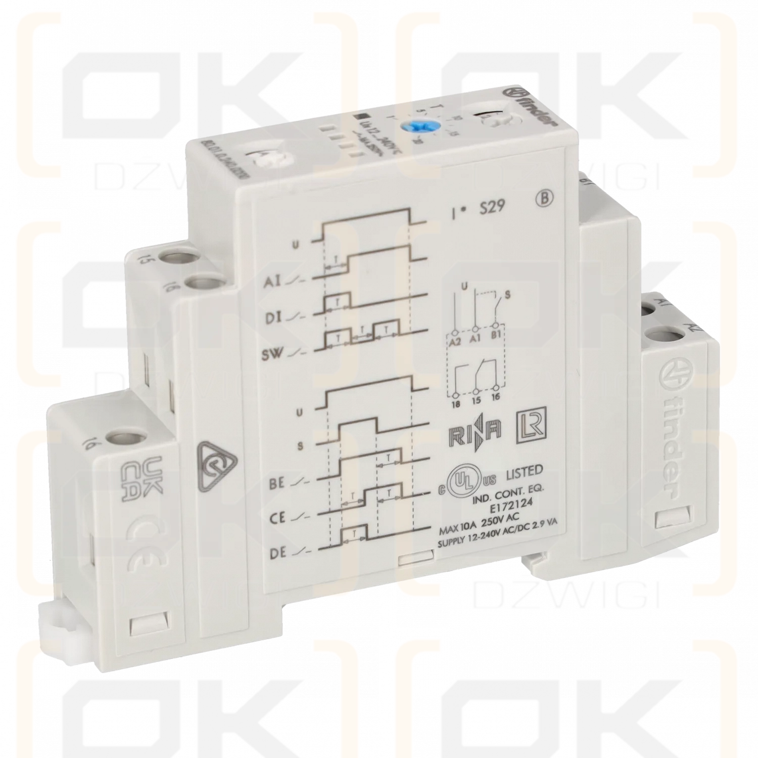 Przekaźnik czasowy 0,1s÷24h SPDT 250VAC/16A