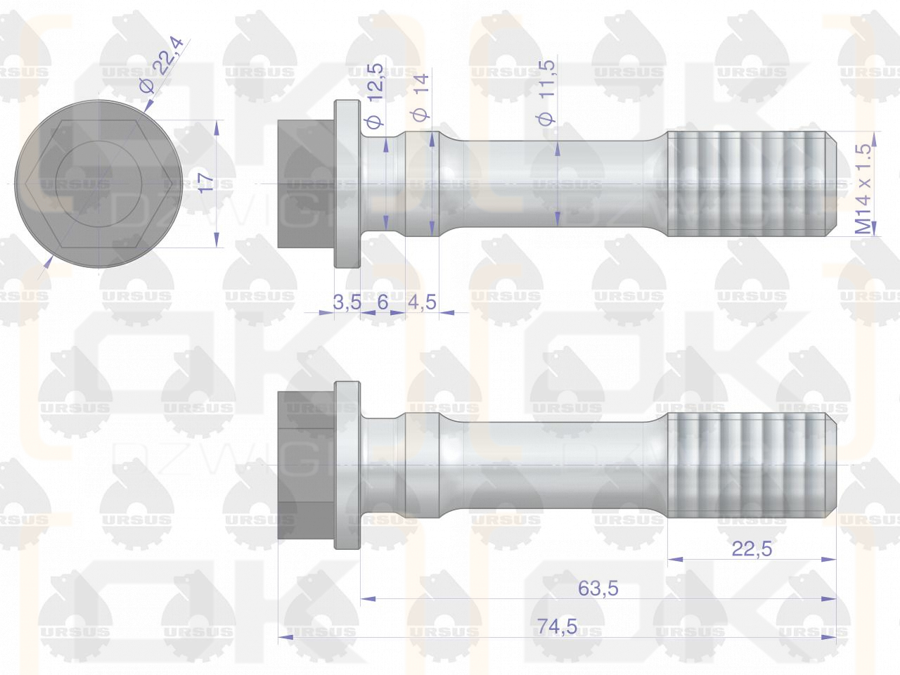 Pleuelbolzen C-385 80003044 ORIGINAL URSUS (verkauft in 10er-Packungen)