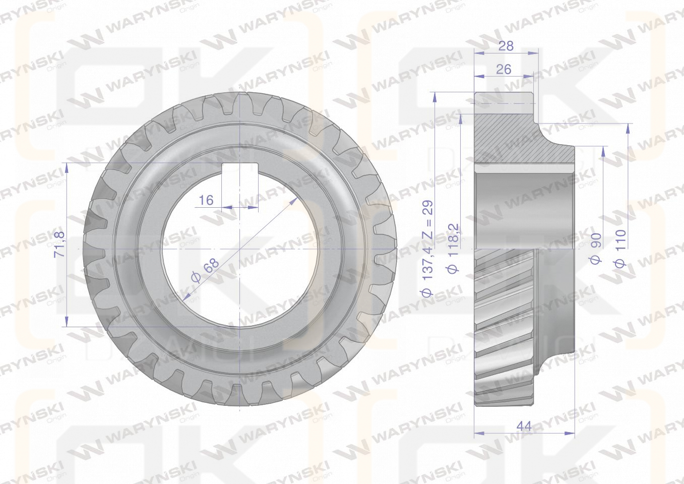 Koło napędzające II biegu 86120018 Z-29 C-385 WARYŃSKI