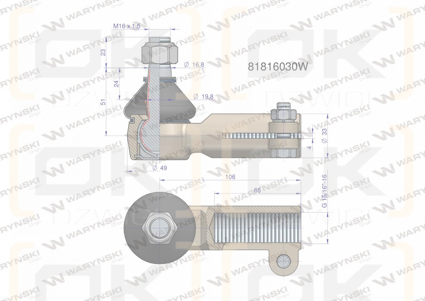Przegub kierowniczy 15/16