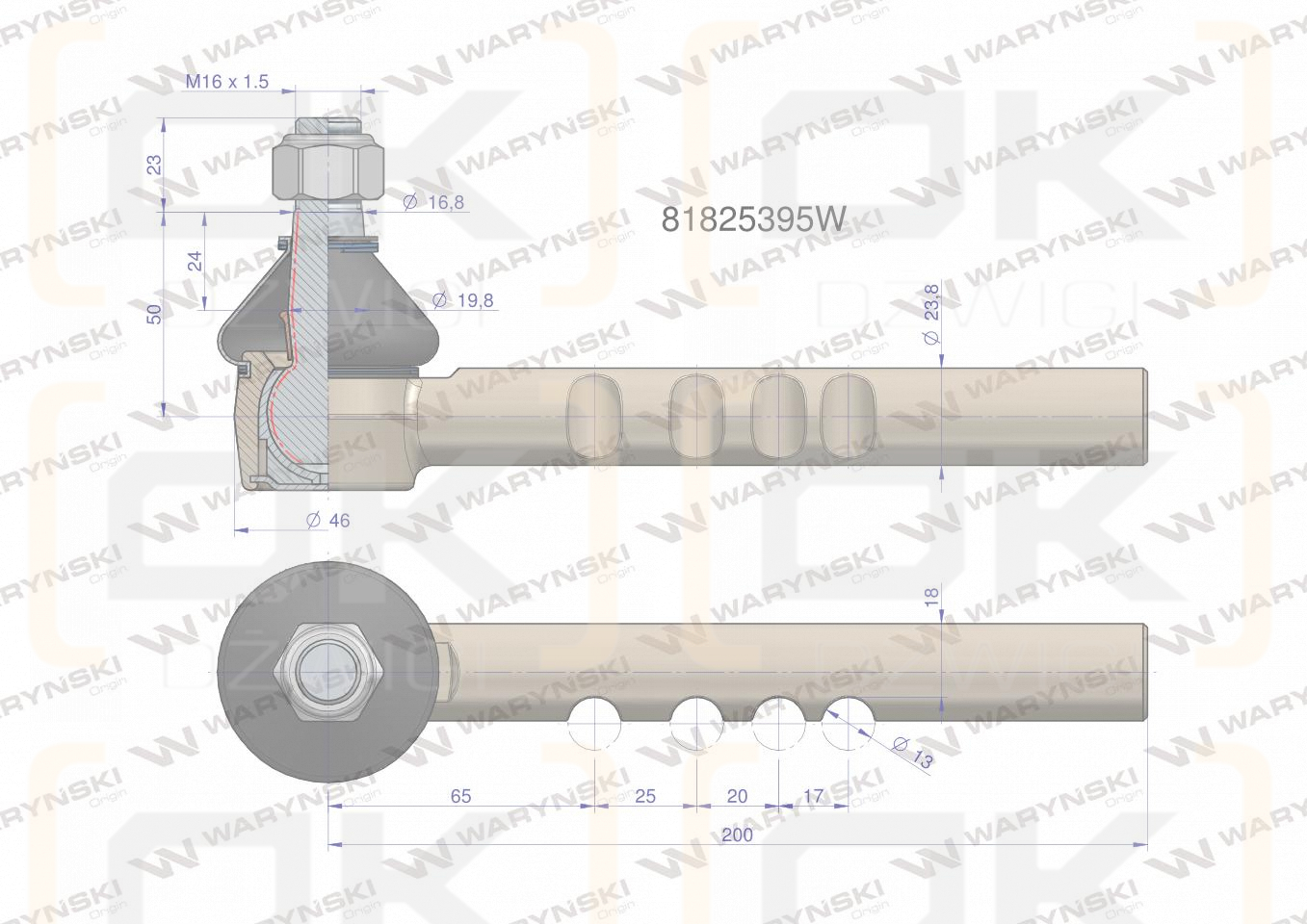 Przegub kierowniczy 81825395 WARYŃSKI