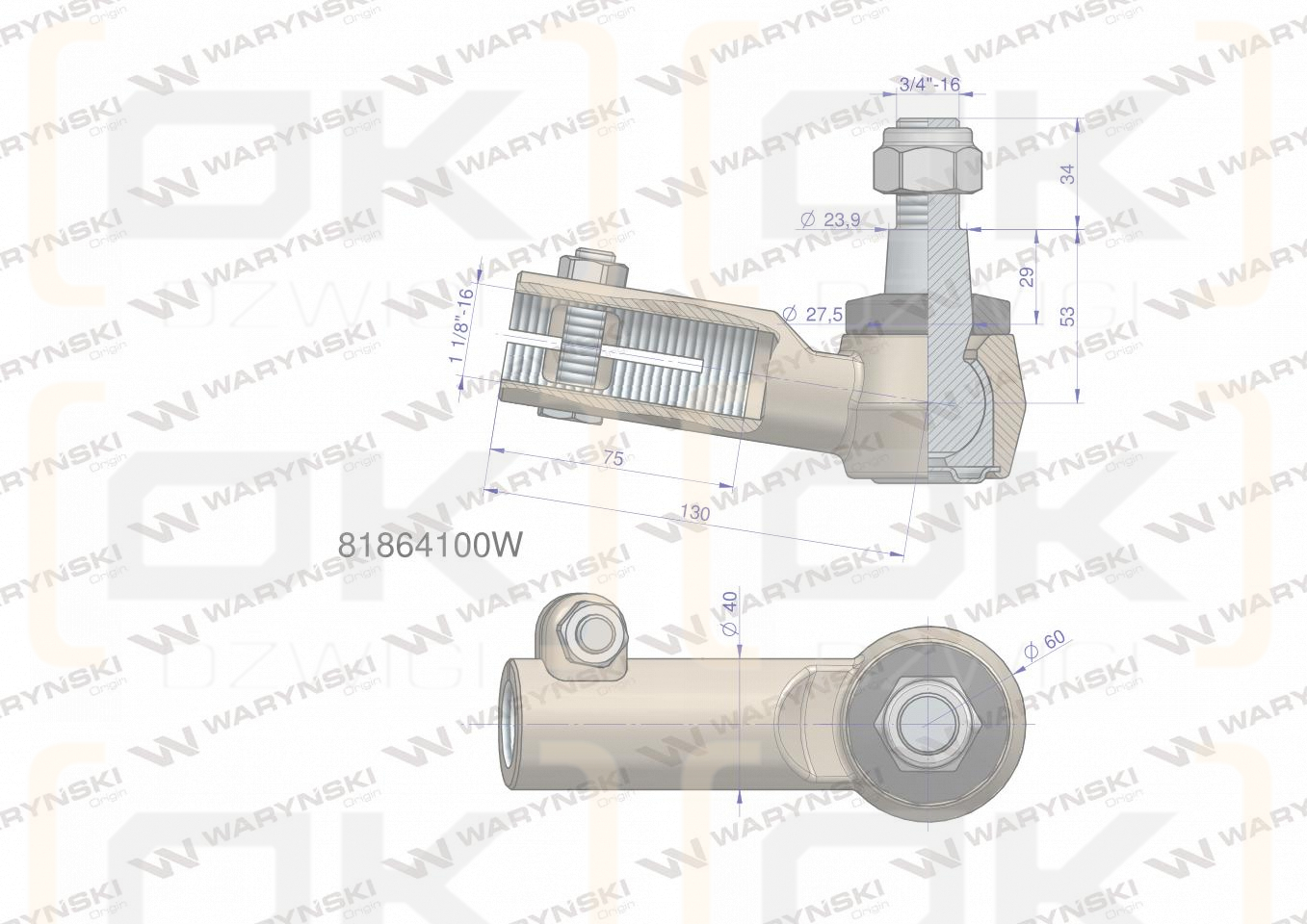 Przegub kierowniczy 130mm - M1 1/8