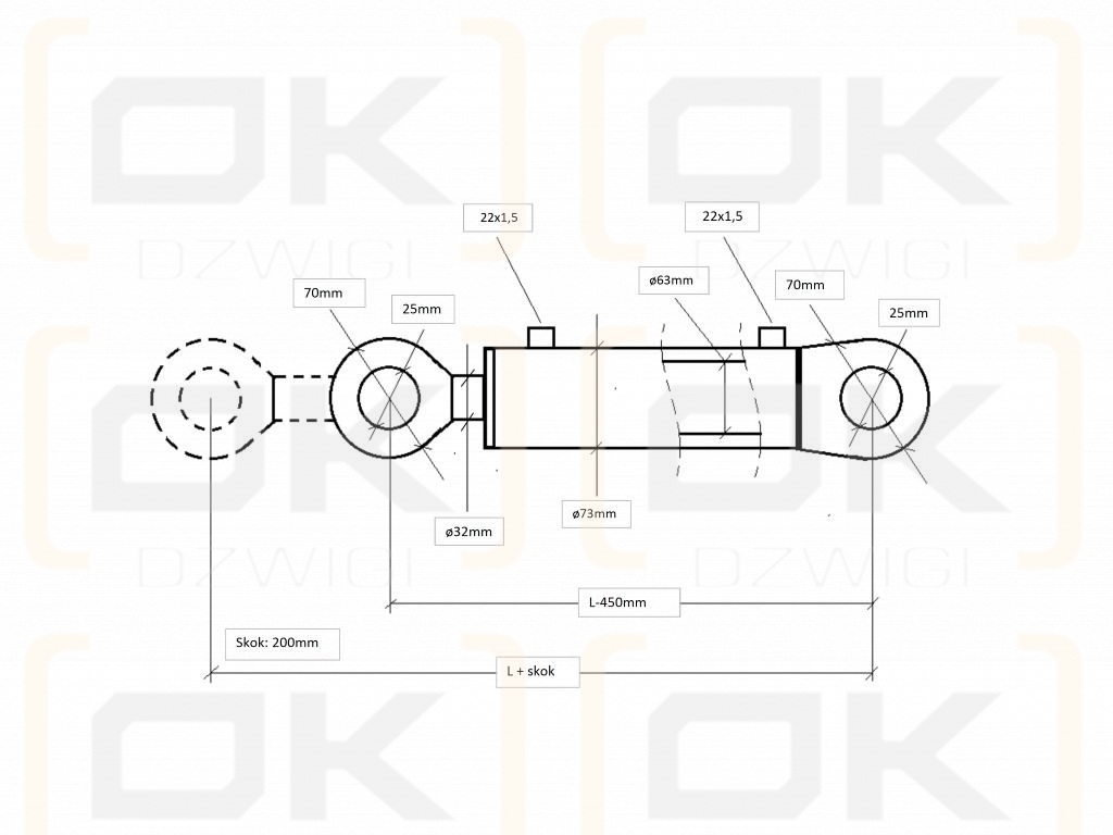 Cylinder hydrauliczny, siłownik wspomagania układu kierowniczego SMT2 63/32/200 C-385 Kraj