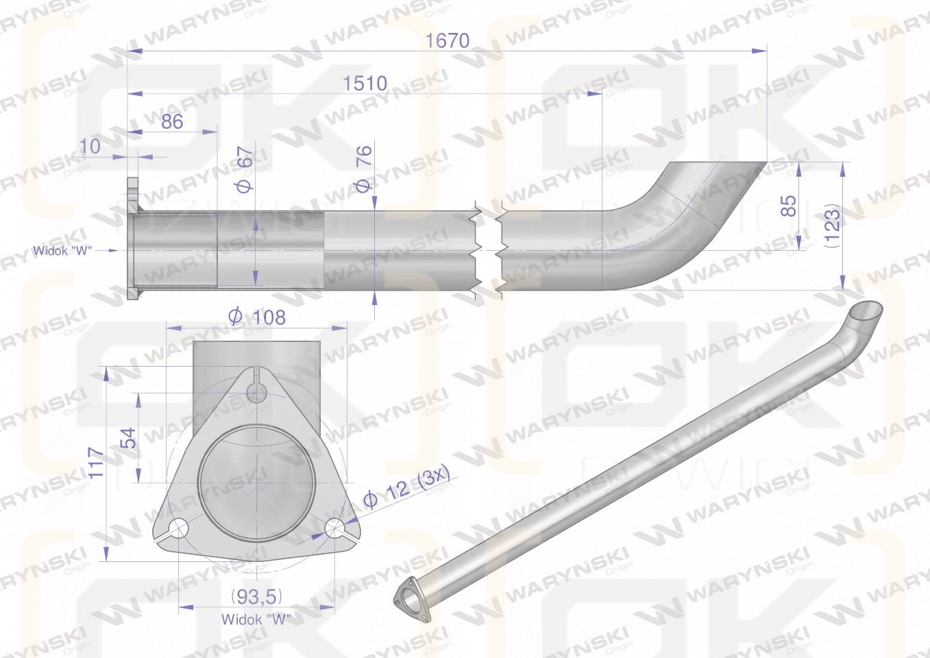 Rura C-385 TURBO ( gięta ) INOX WARYŃSKI