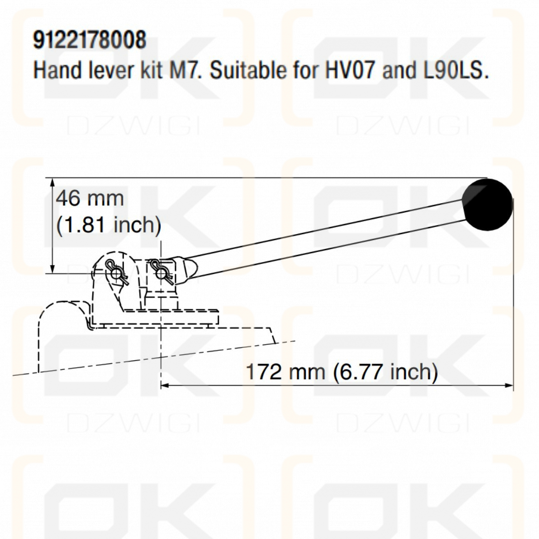 Dźwignia Parker HV07, L90LS typ M7