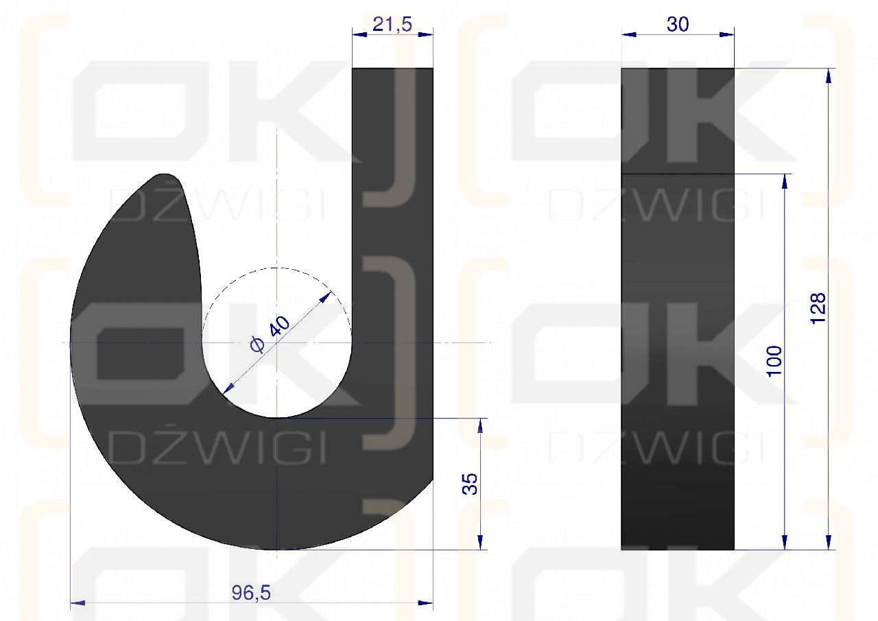 Hak łyżki ładowacza stalowy fi-40