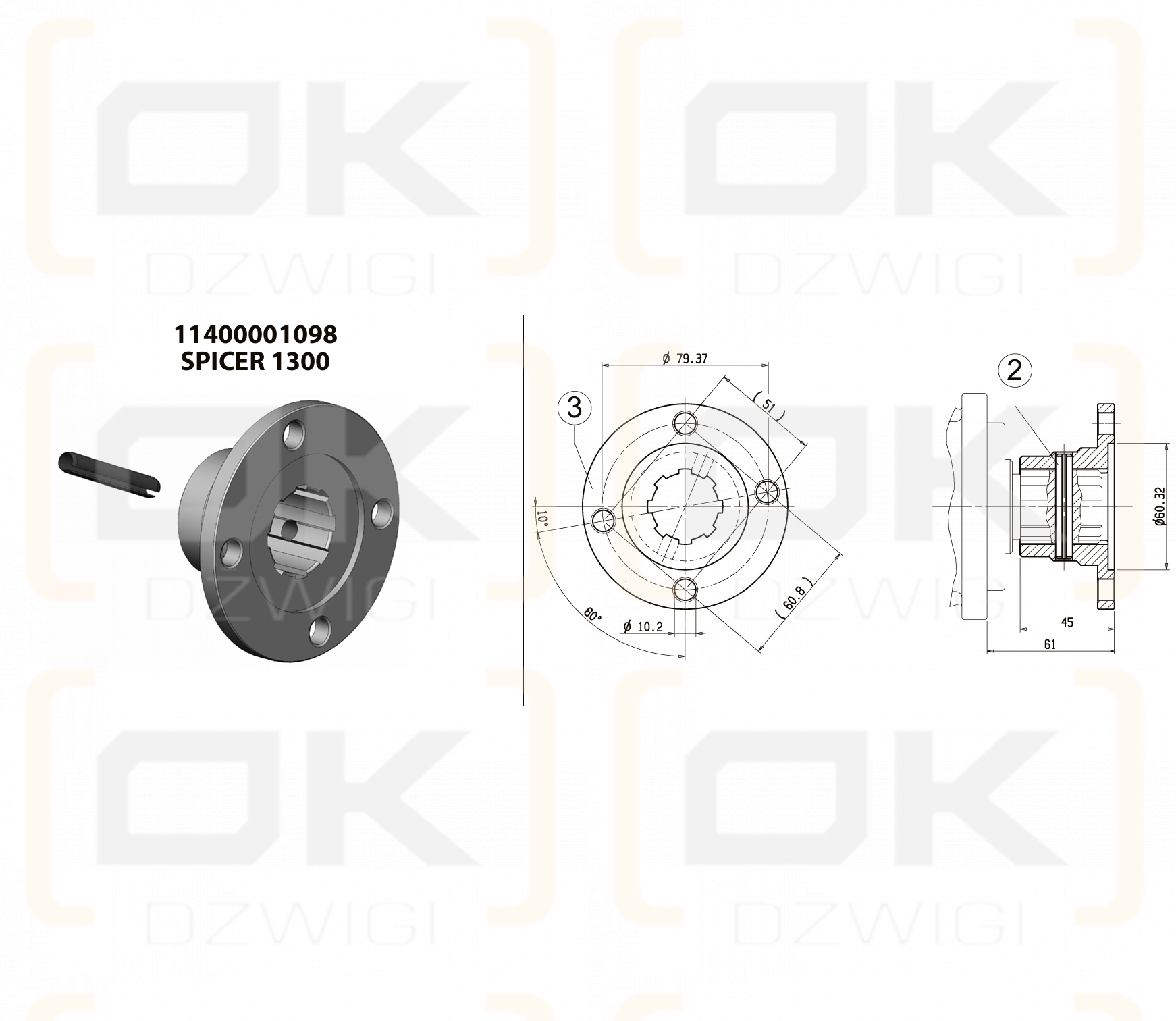 Spicer 1300 flange; ISO 32x36