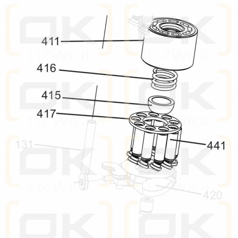 Conjunto de cilindro de bomba Parker VP1-FS1; VP1-45/60/75