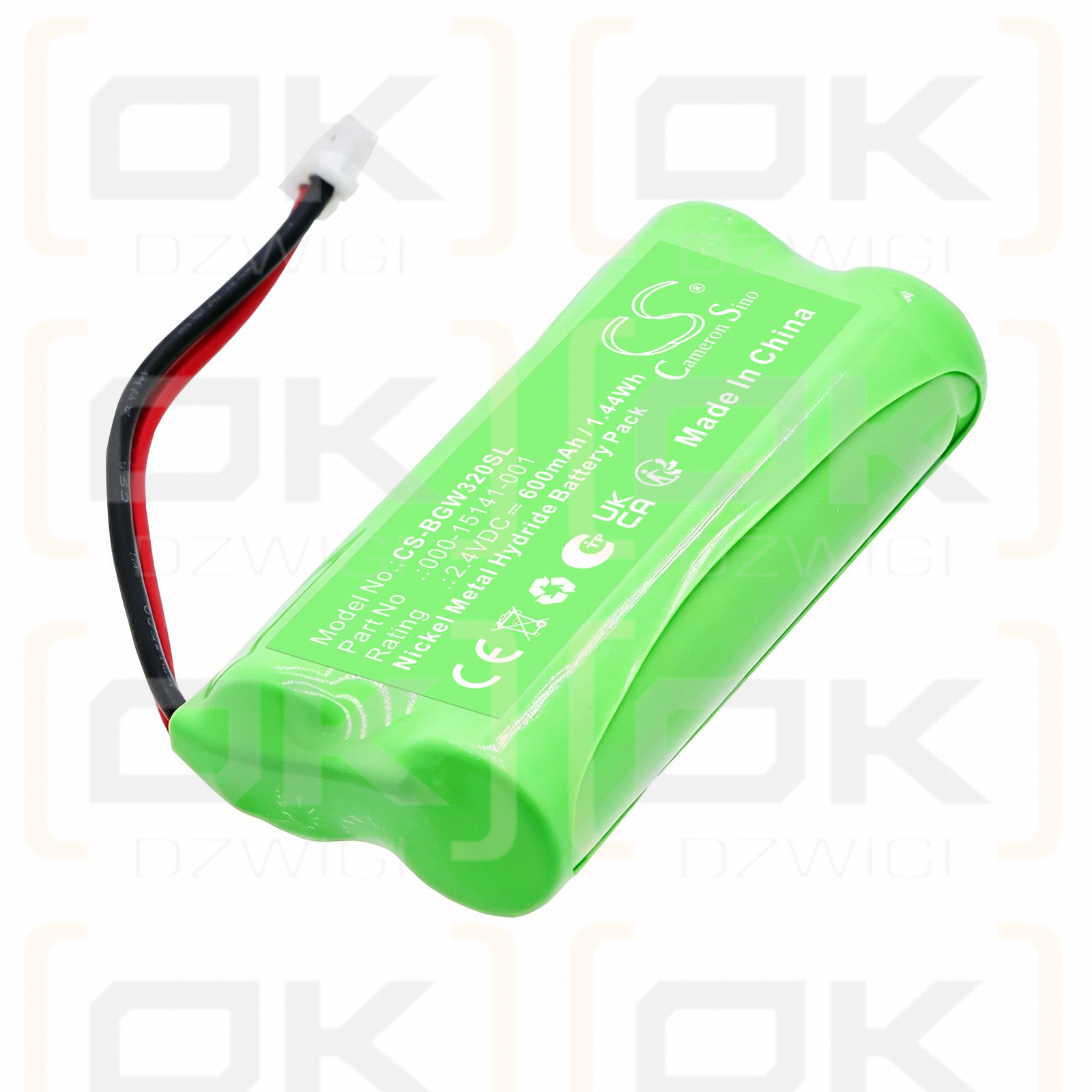 Batería de repuesto para sensor de viento B&G WS320 / 000-15141-001 600 mAh Ni-MH 2,4 V (Cameron Sino)