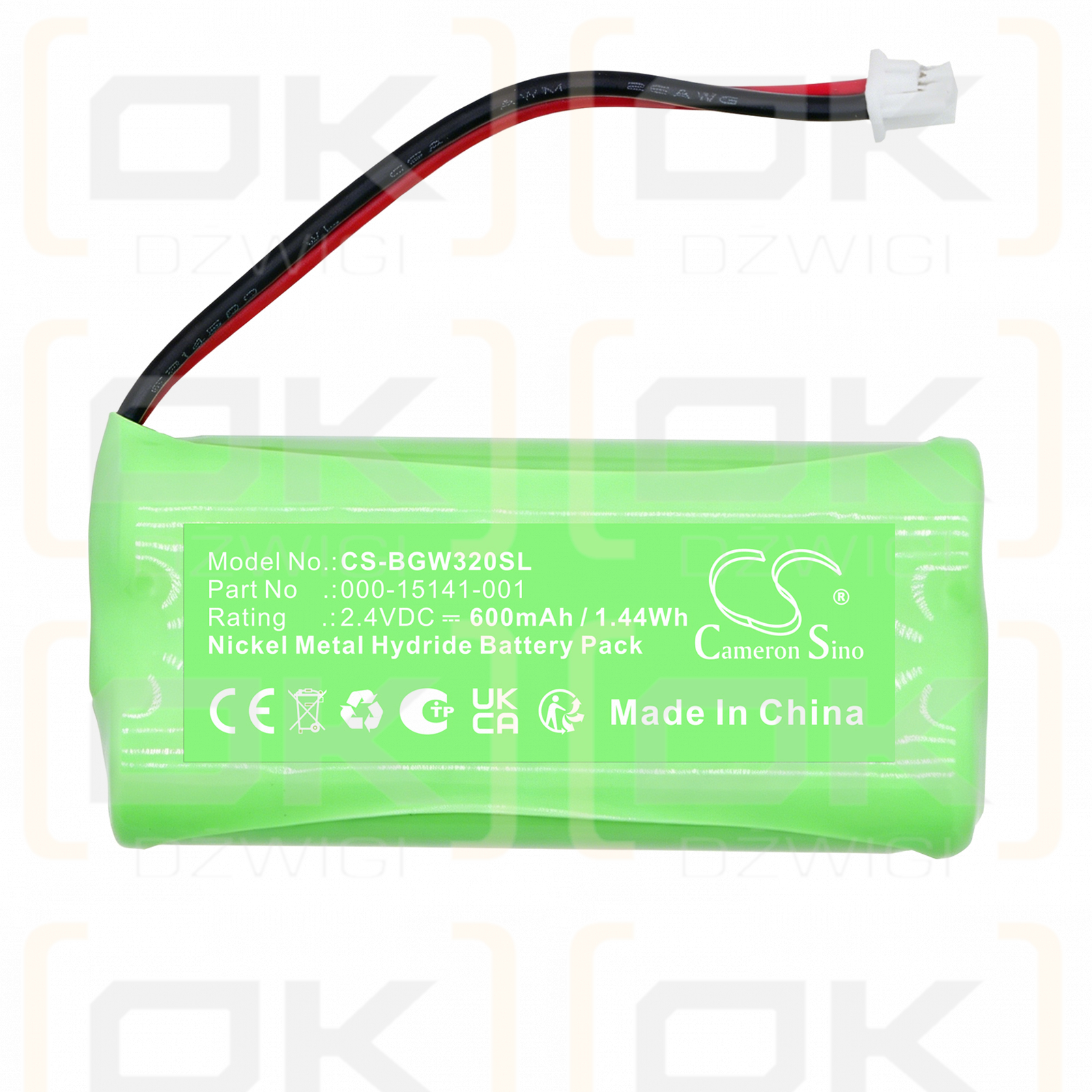 Batería de repuesto para sensor de viento B&G WS320 / 000-15141-001 600 mAh Ni-MH 2,4 V (Cameron Sino)