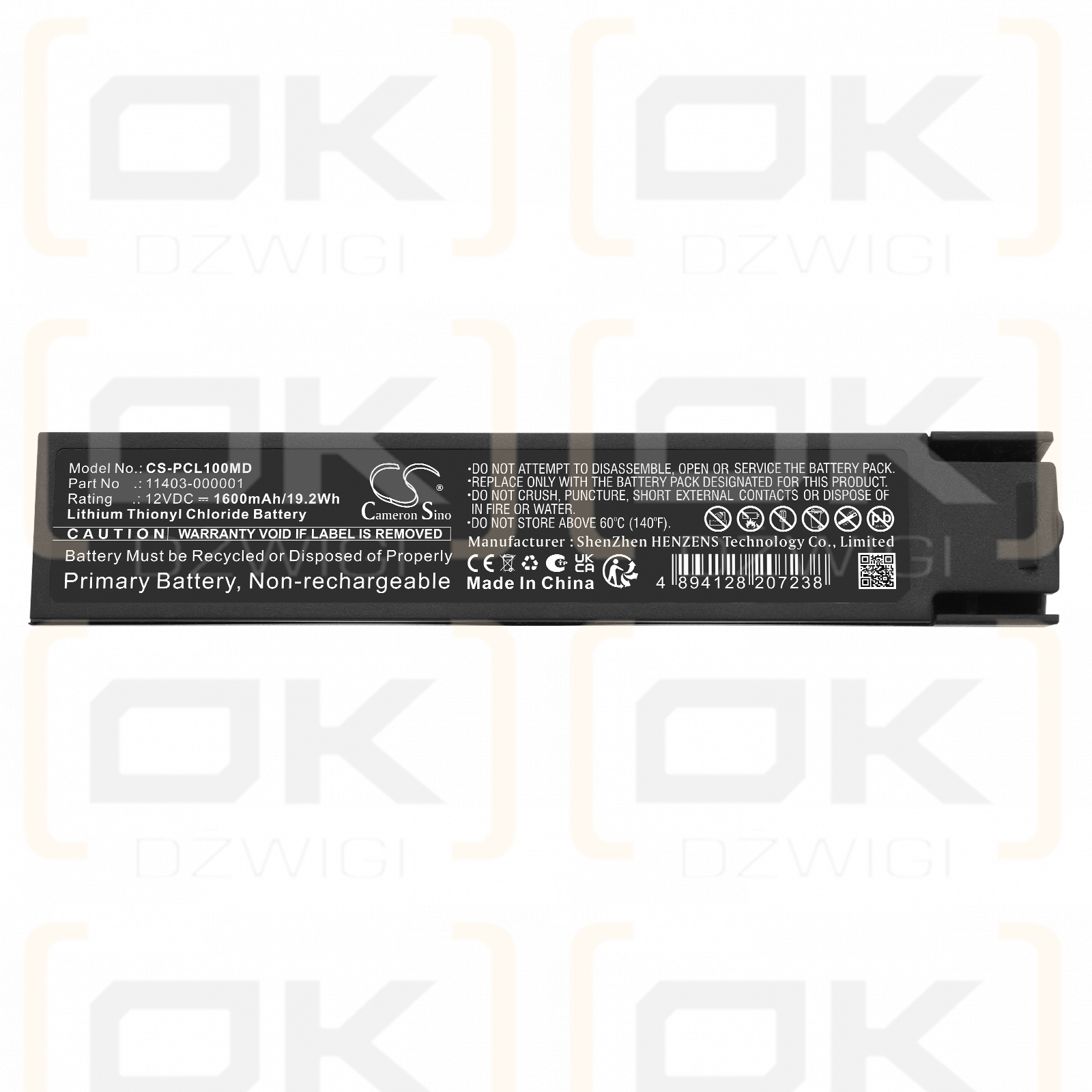 Bateria zamienna do Physio-Control Express Charge-Pak / 3200727-005 1600 mAh Li-SOCl2 12 V (Cameron Sino)