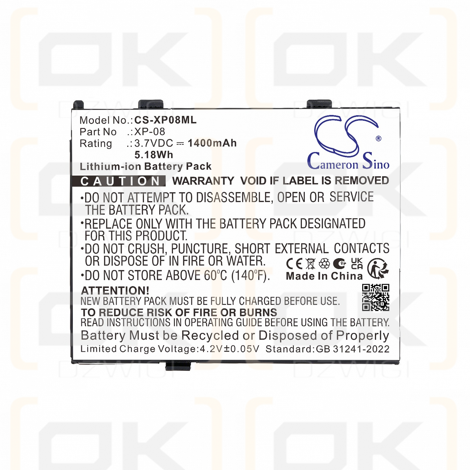 Ersatzakku für O2 XDA Flame/306 1400mAh Li-Ion 3,7V (Cameron Sino)