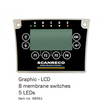 Pantalla de control de radio Scanreco con 5 LEDs - LCD + 8 interruptores de membrana PN: 48561