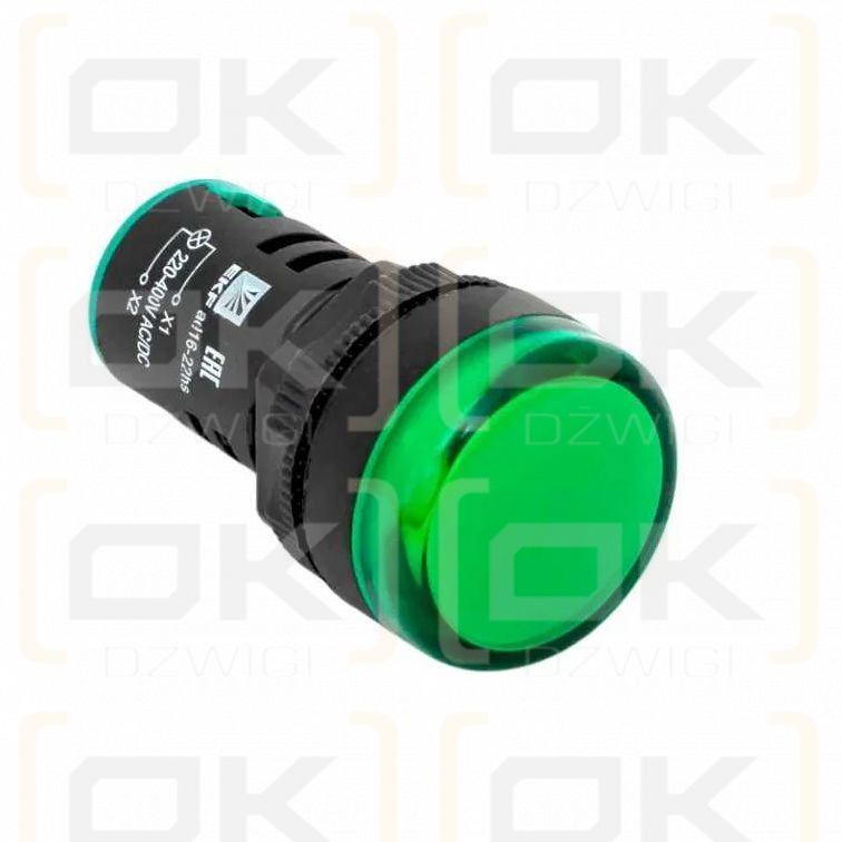 Lampka kontrolna zielona LED 24V; 16mm