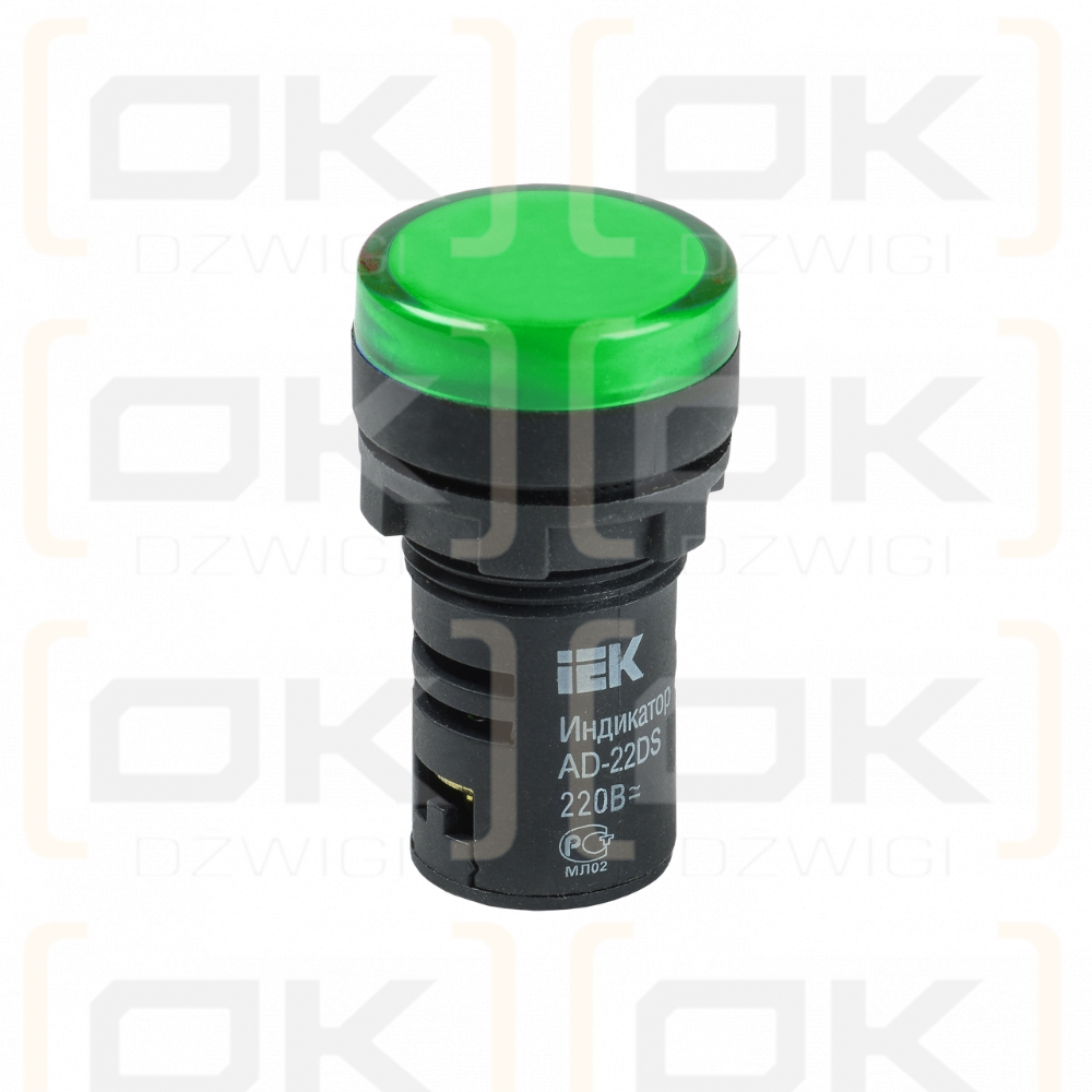 Green LED indicator light 24V; 16mm
