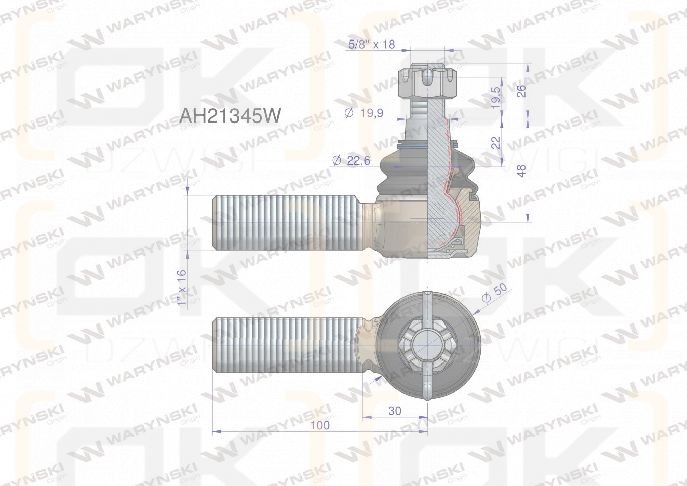Przegub kierowniczy 100mm - 1