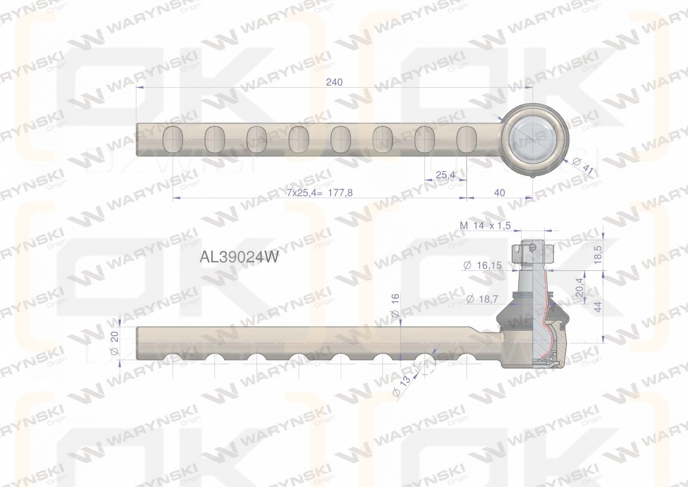 Przegub kierowniczy 240mm AL39019 WARYŃSKI