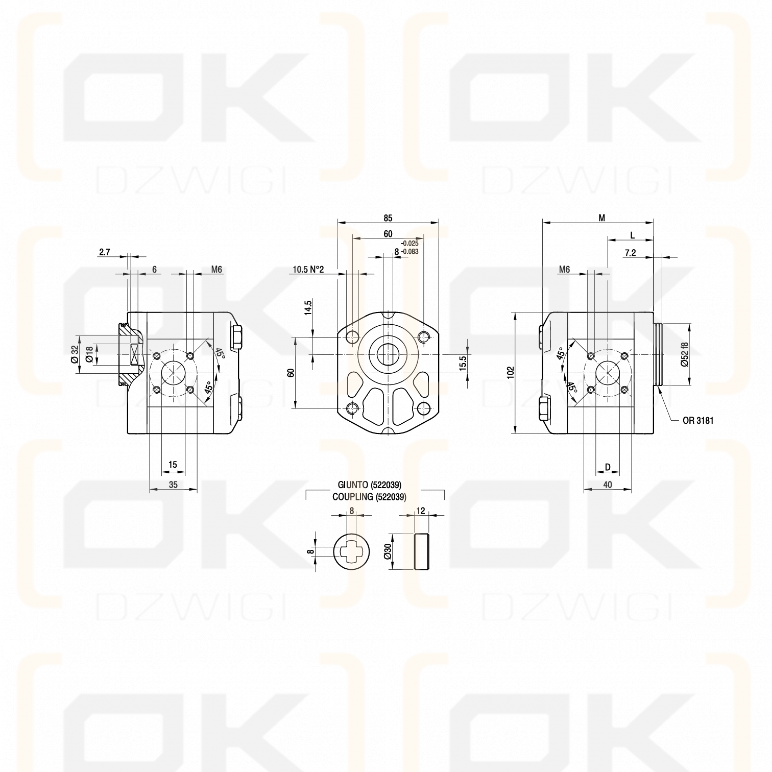 Pompa zębata Marzocchi ALP2; 16 cm3/obr