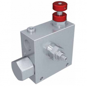 HBS 230 bar three-way regulating valve - G1/2" Aluminum (with relief valve)