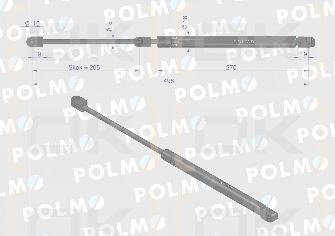 Siłownik drzwi L max. 500mm CA516716P FENDT POLMO