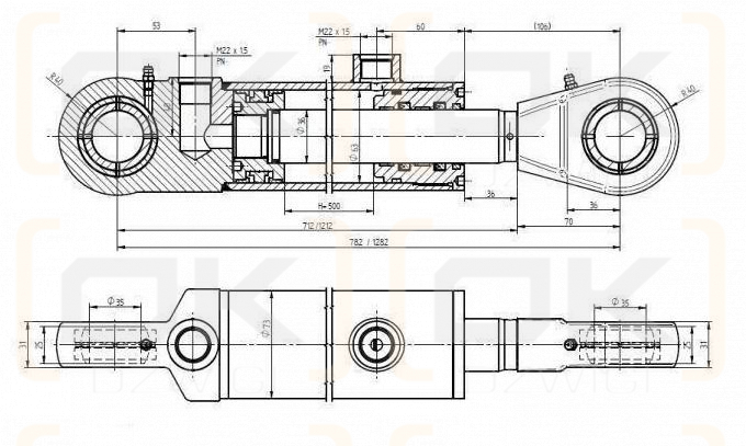 Cylinder hydrauliczny CJ2F-63/36-500Z (dwustronny) do Ładowacz TUR Kraj