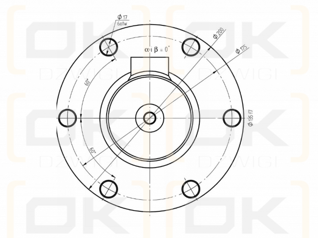 Cylinder hydrauliczny, siłownik, cyklop obrotu CJ5 z kołnierzem Kraj