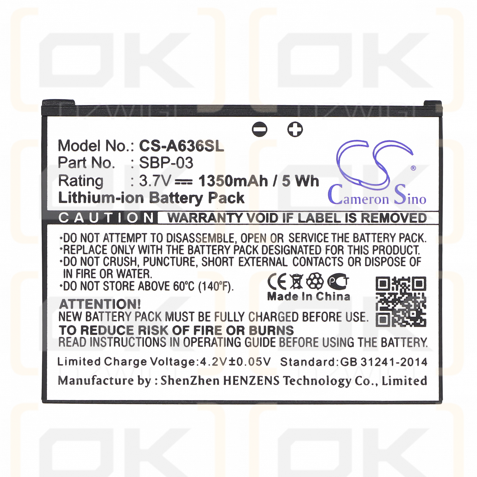 Asus Mypal A639 / SBP-03 1350 мАч литий-ионный 3,7 В (Cameron Sino)