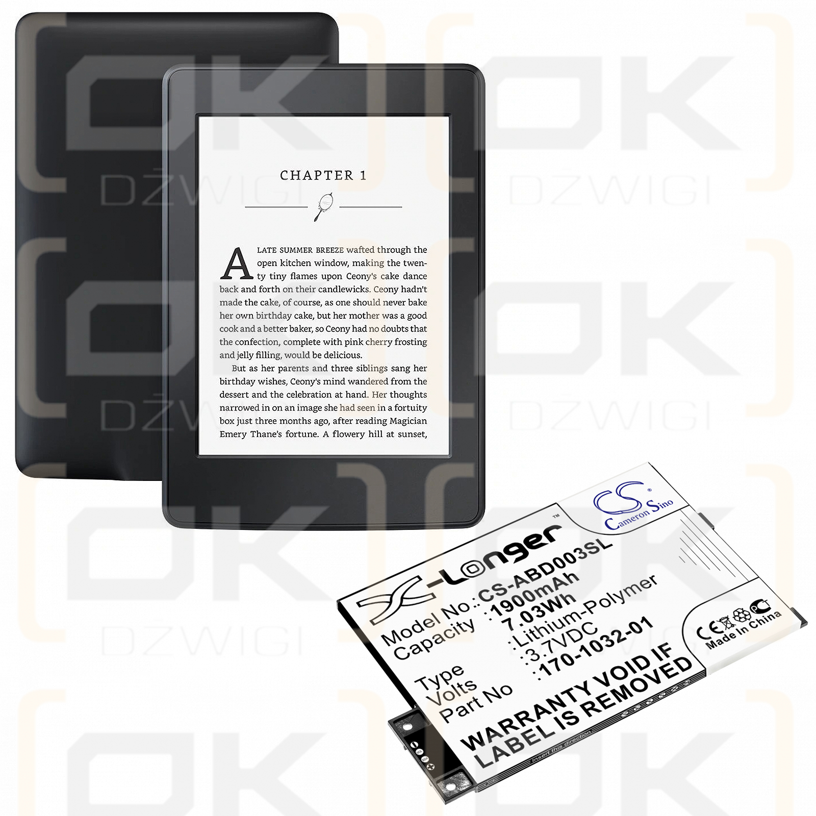 Amazon Kindle Graphite / S11GTSF01A, 1900 мАч, литий-полимерный, 3,7 В (Cameron Sino)