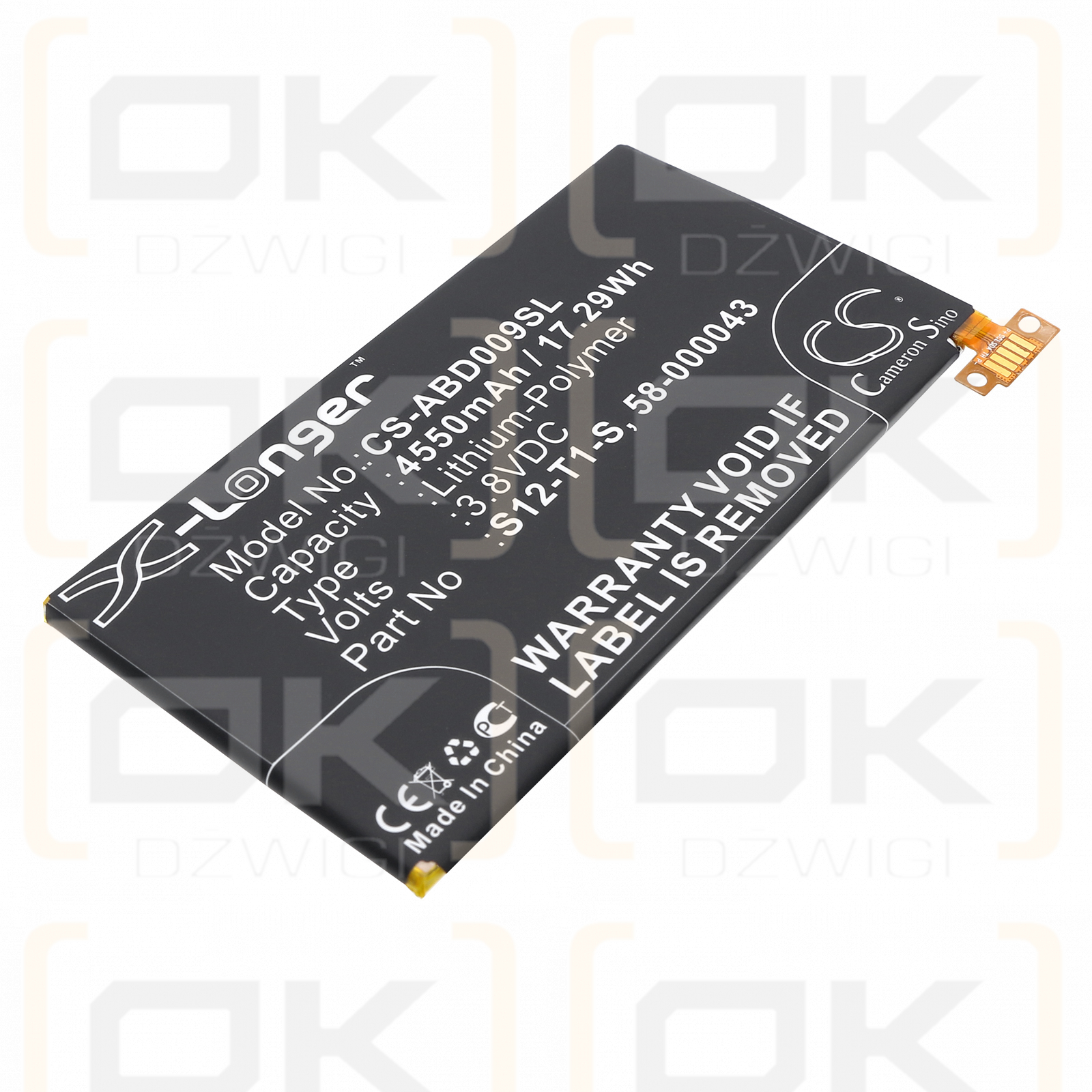 Batería Amazon C9R6QM / S12-T1-S de polímero de litio de 4550 mAh y 3,8 V (Cameron Sino)