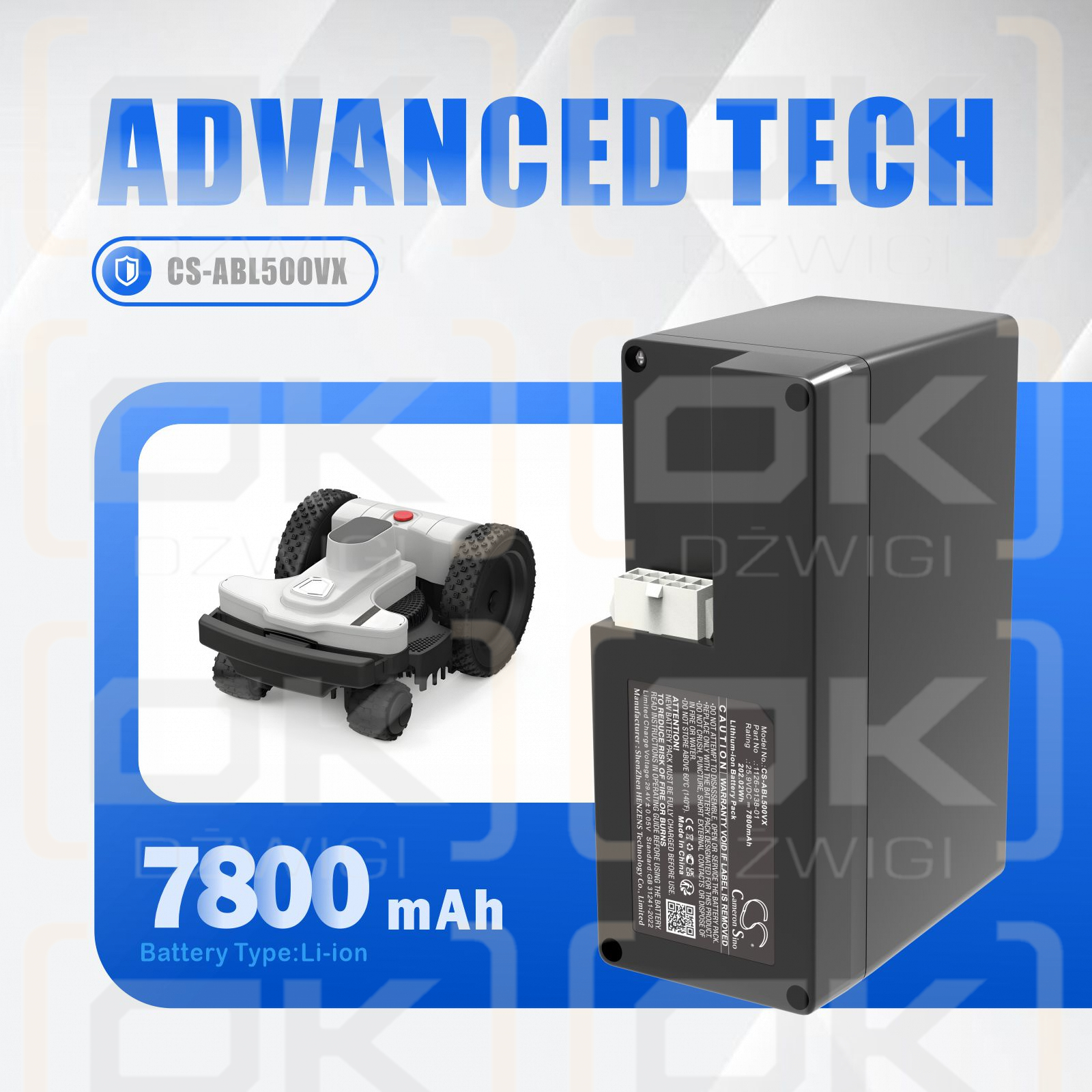 Ambrogio L85 / 101-806 7800mAh Li-ion 25.9V (Cameron Sino)
