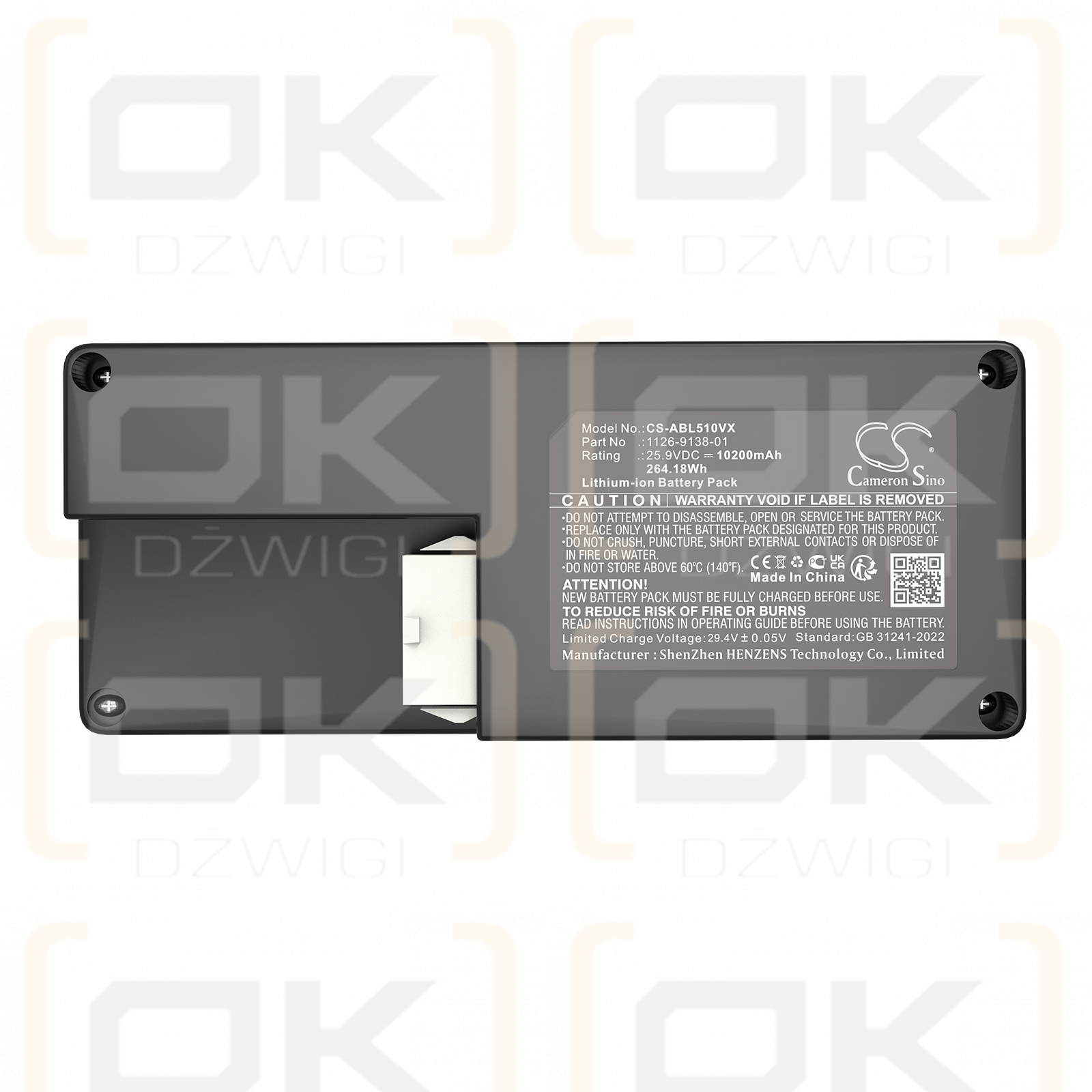 Ambrogio L85 / 101-806 10200mAh Li-ion 25.9V (Cameron Sino)